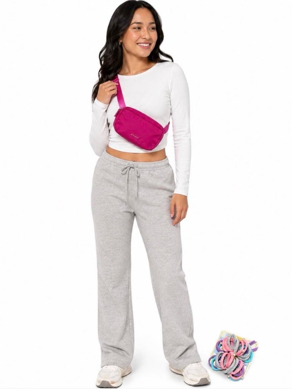ATHLETA Pink Belt Bag / Fanny Pack + NWT Hair Ties Bundle - Picture 2 of 8